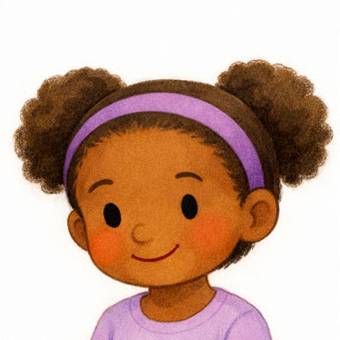Allie Washington, age 8, watercolor storybook portrait