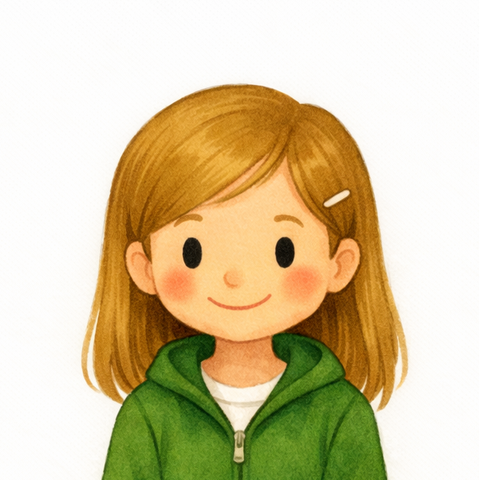 Harper James, age 7, watercolor storybook portrait