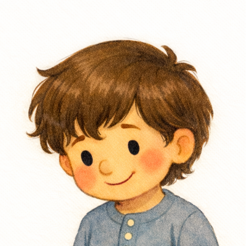 Liam Anderson, age 8, watercolor storybook portrait