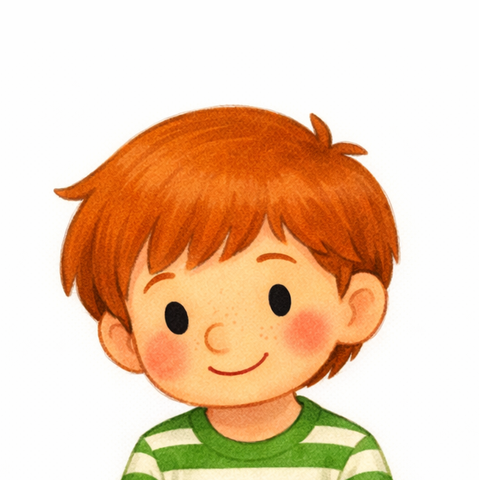 Owen Murphy, age 6, watercolor storybook portrait