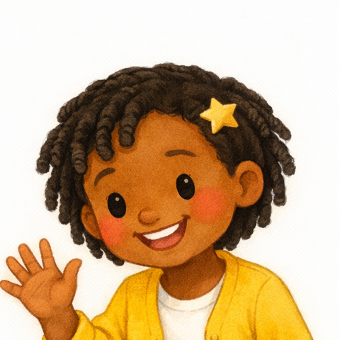 Ruby Collins, age 8, watercolor storybook portrait