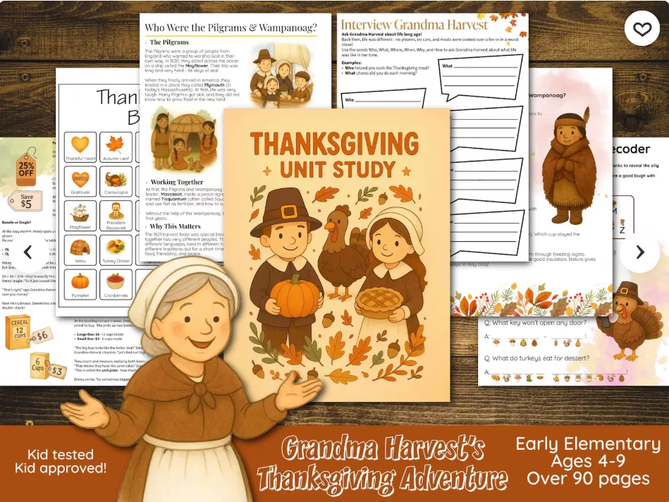 Grandma Harvest's Thanksgiving Adventure — unit study cover